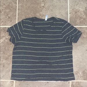 LOVE CHARM gray and yellow striped t shirt